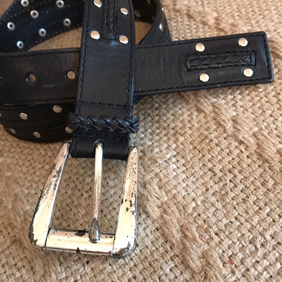 Michael Kors distressed black leather belt. - Picture 3 of 8